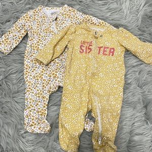 Pair of yellow floral sleepers